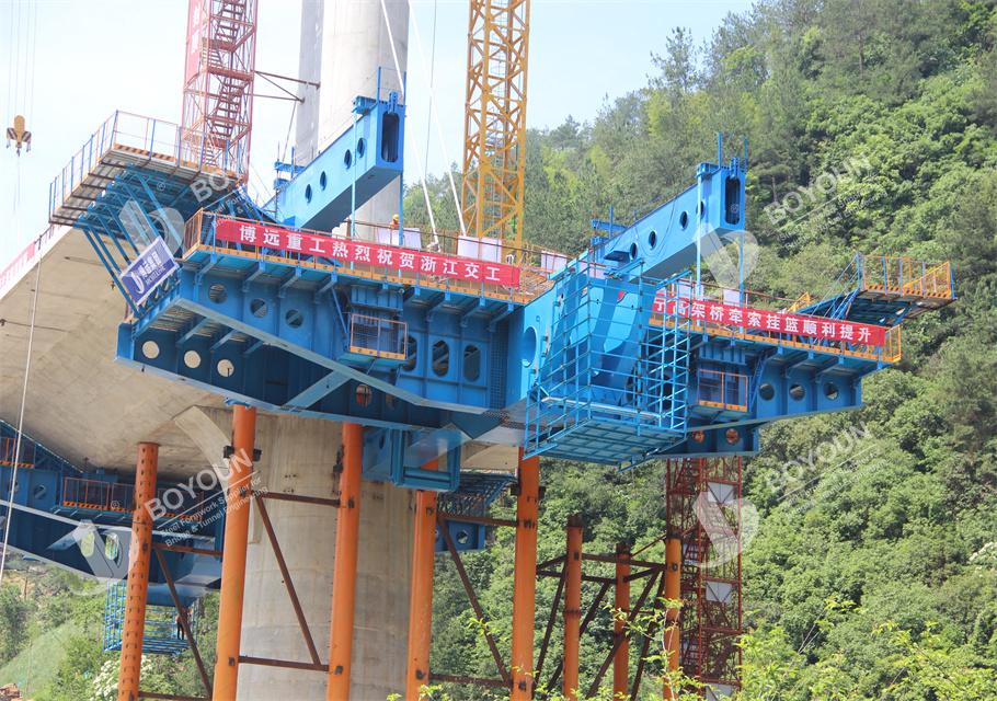 Single Column Cable Tower Underslung Form Traveler